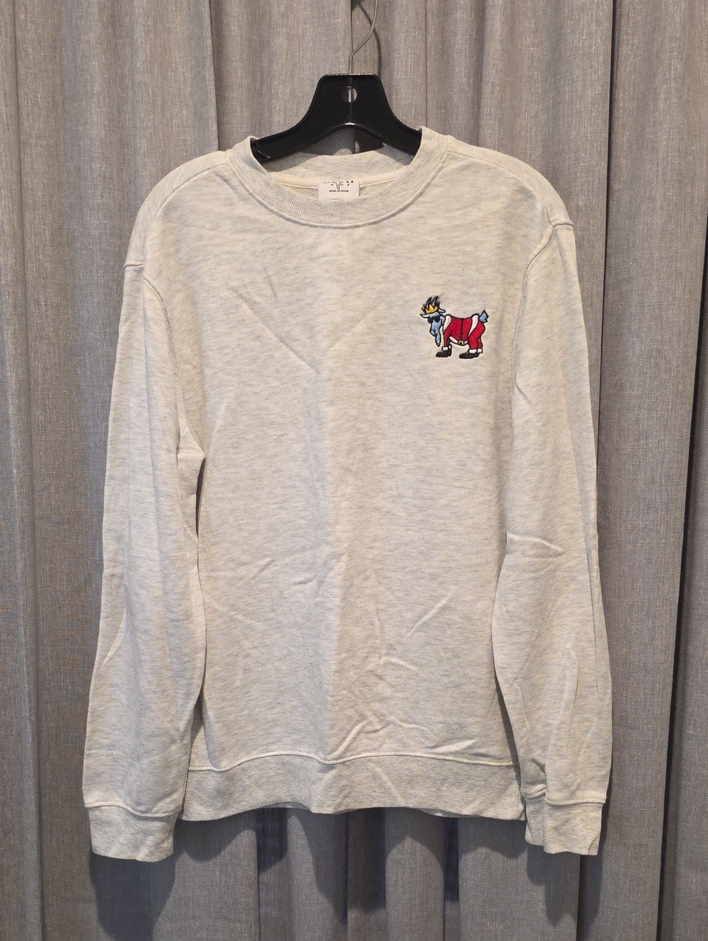 Goat USA Light Grey Heather Crewneck Lightweight Sweatshirt Embroidered Logo